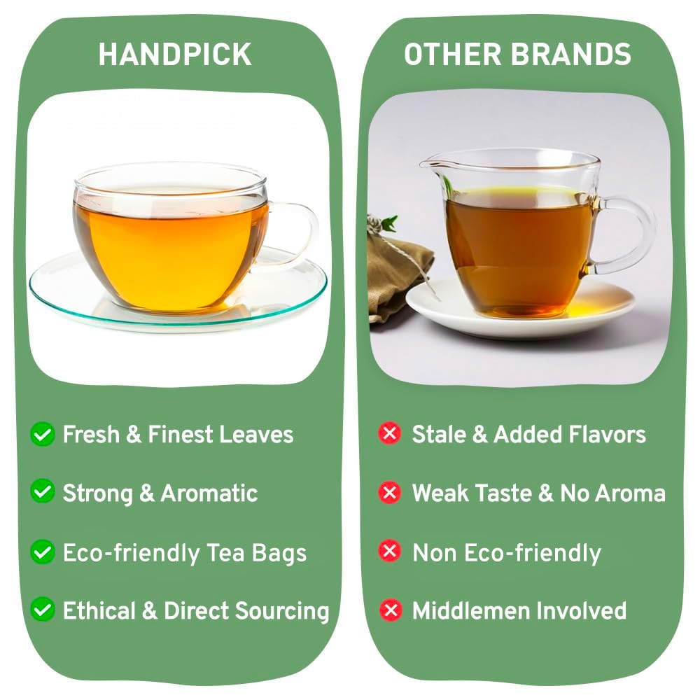 HANDPICK, Peppermint Tea, Eco-Conscious Tea Bags - 100 Count | Caffeine Free, Non-GMO | Minty, Fresh & Cool flavor | Direct From Source