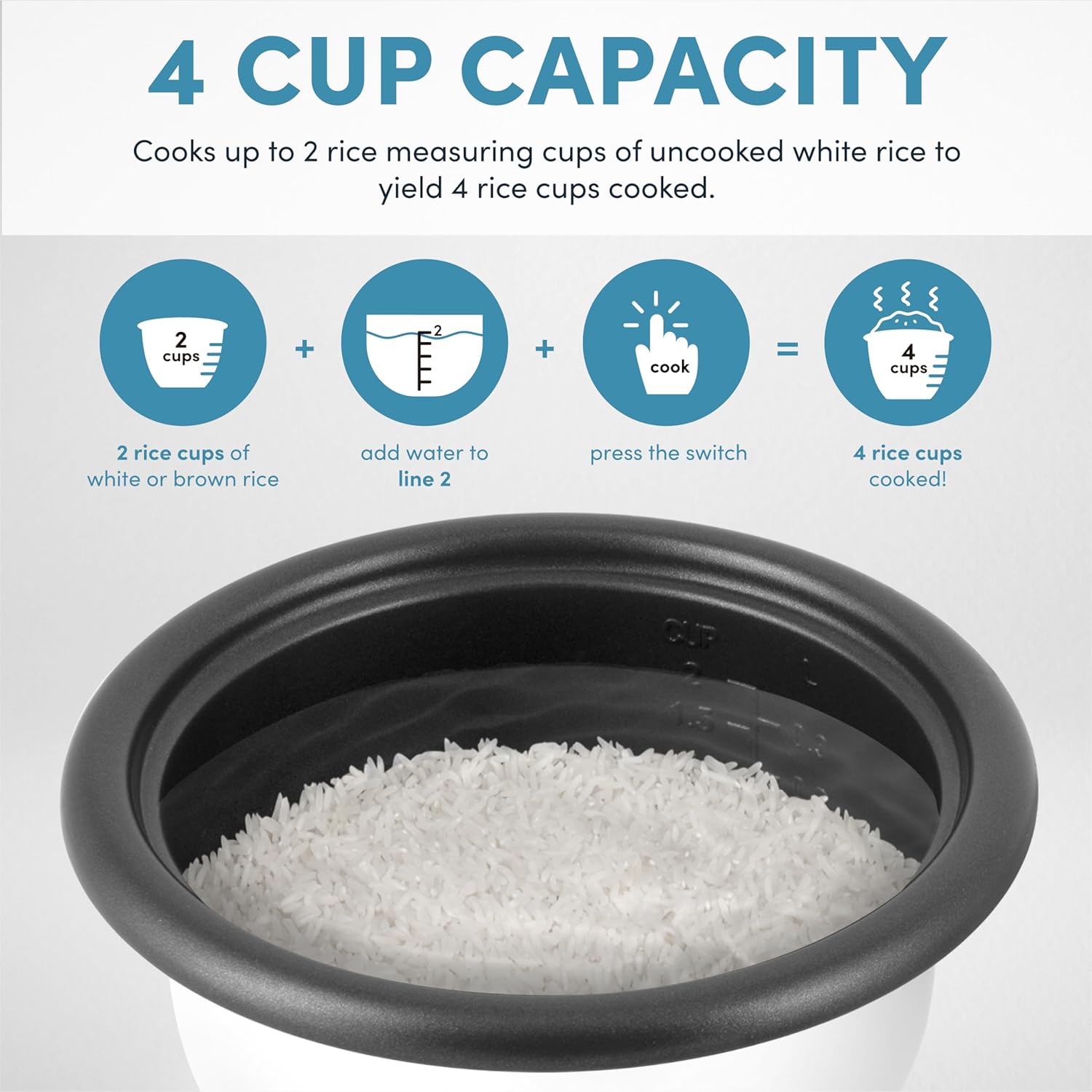 Aroma Housewares 4-Cups (Cooked) / 1Qt. Rice & Grain Cooker (ARC-302NG), White