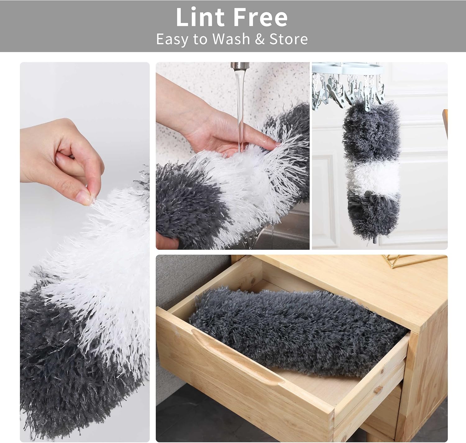 BOOMJOY Microfiber Feather Duster with Extendable Pole, 100