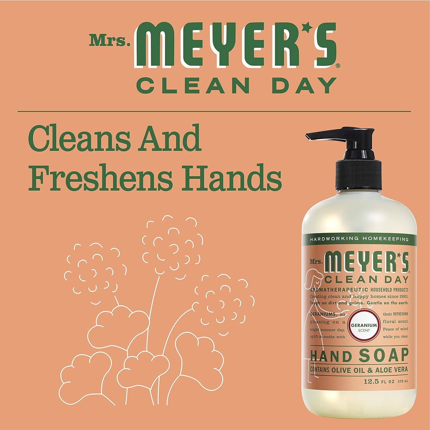 MRS. MEYER'S CLEAN DAY Hand Soap, Made with Essential Oils, Biodegradable Formula, Honeysuckle, 12.5 fl. oz - Pack of 3
