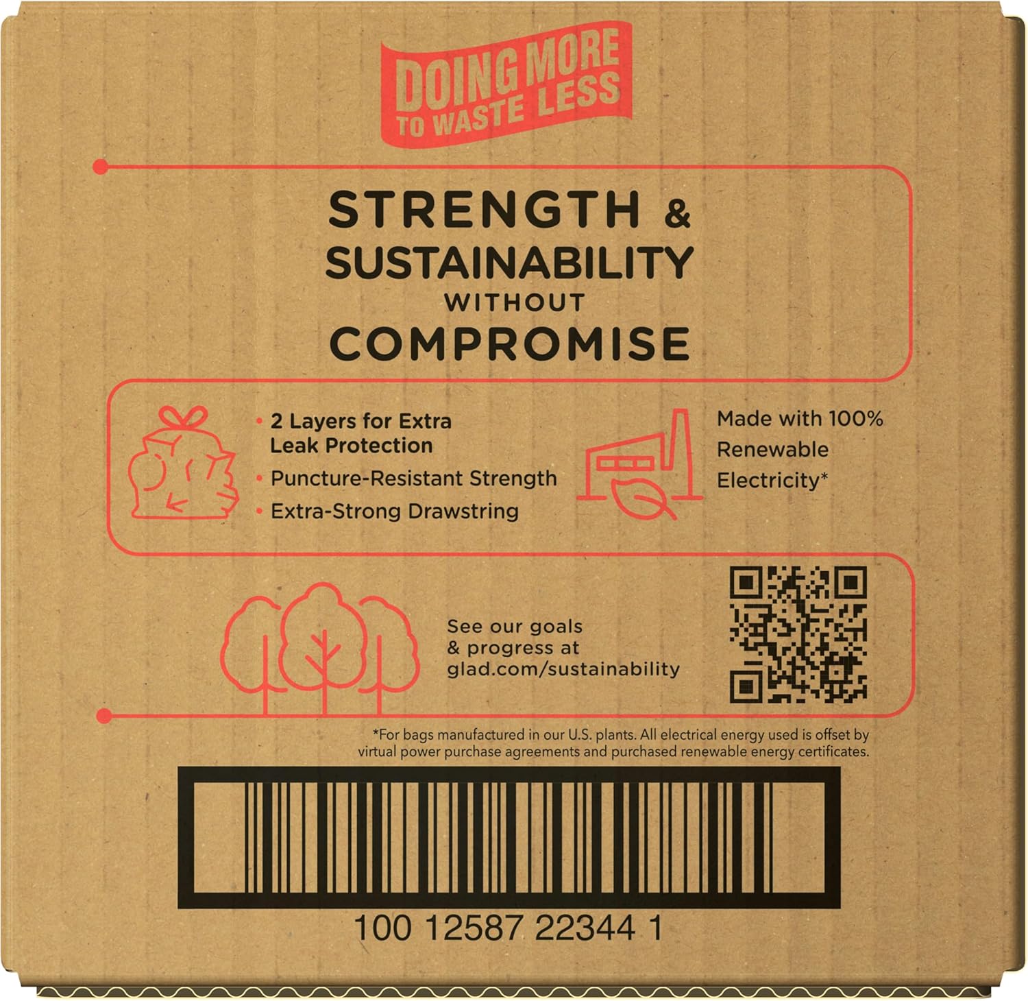 Glad Large Drawstring Trash Bags, ForceFlex 30 Gallon Black Trash Bags, 50 Count (Package May Vary)