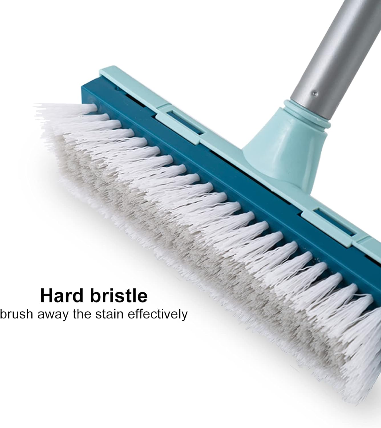 BOOMJOY Floor Scrub Brush with Long Handle, 2 in 1 Scrape and Brush, Stiff Bristles Floor Scrubber, Deck Brush for Cleaning Bathroom, Patio, Garage, Kitchen, Bath, Tile