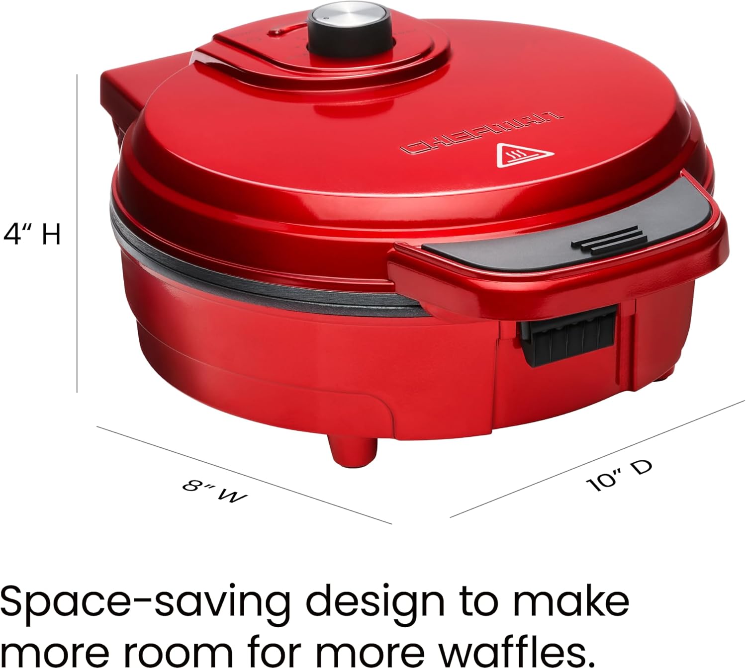 Chefman Anti-Overflow Belgian Waffle Maker w/Shade Selector, Temperature Control, Mess Free Moat, Round Iron w/Nonstick Plates & Cool Touch Handle, Measuring Cup Included, Black