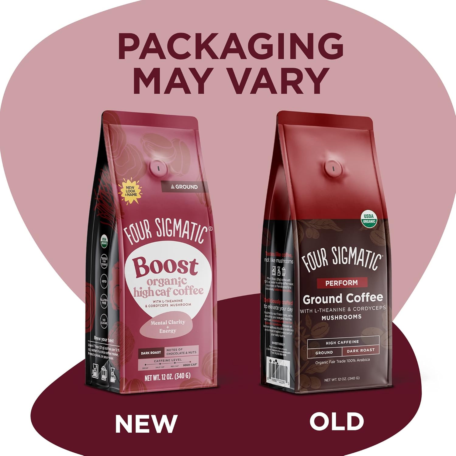 Four Sigmatic Think Mushroom Coffee | Organic Ground Coffee with Lion's Mane Mushroom and Chaga Mushroom | Nootropic Mushroom Coffee for Better Focus and Immune Support | 12oz Bag