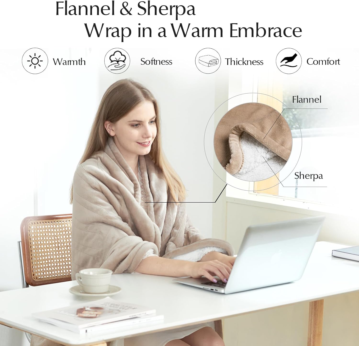 Heated Blanket Throw Size, Soft and Cozy Electric Heating Blanket for Bed, Automatic Safety System 6 Heating Levels & 4 Hours Auto-Off, 50