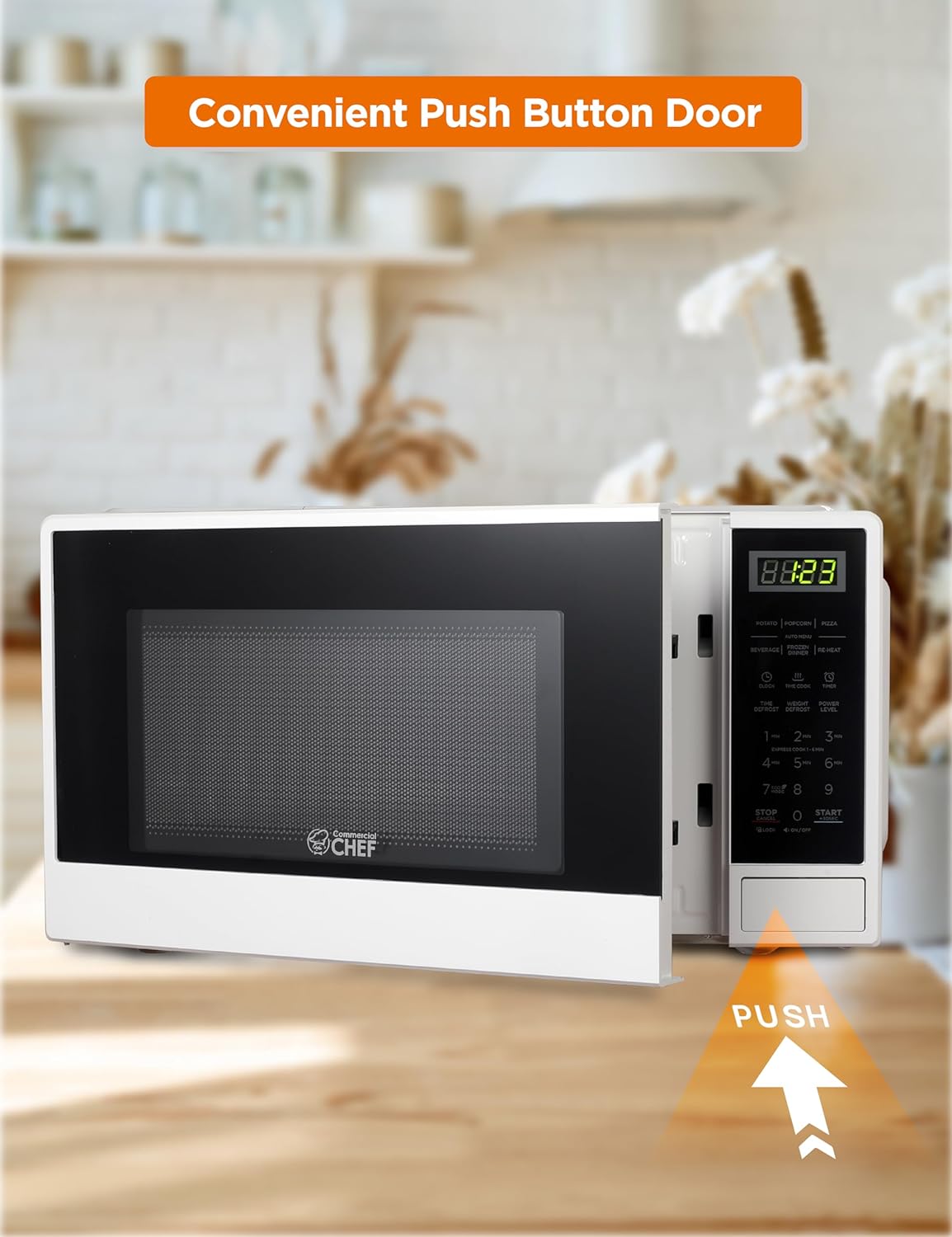 COMMERCIAL CHEF 0.6 Cubic Foot Microwave with 6 Power Levels, Small Microwave with Grip Handle, 700W Countertop Microwave with 30 Minute Timer and Mechanical Dial Controls, White