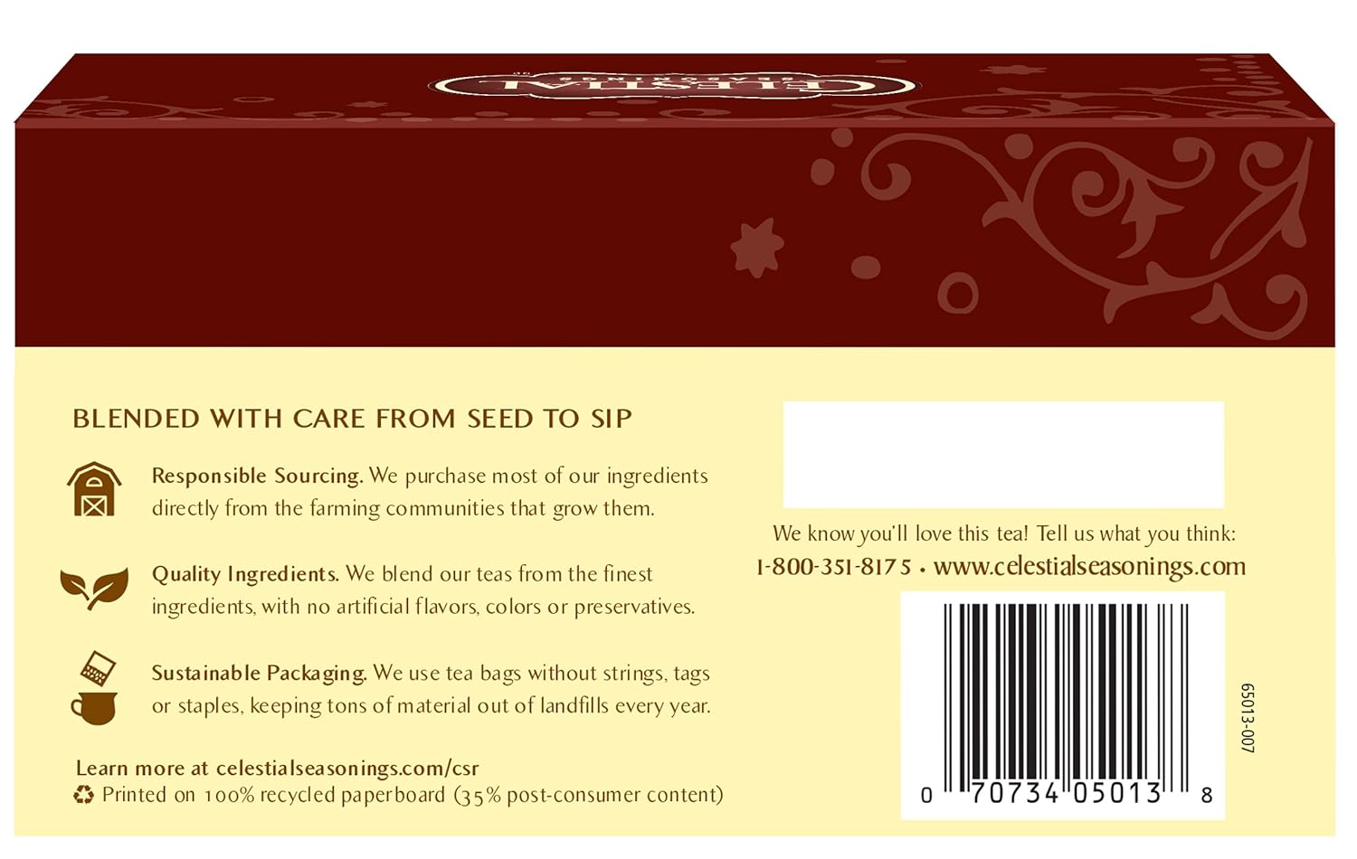 Celestial Seasonings Bengal Spice Herbal Tea, Caffeine Free, 20 Tea Bags Box, (Pack of 6)