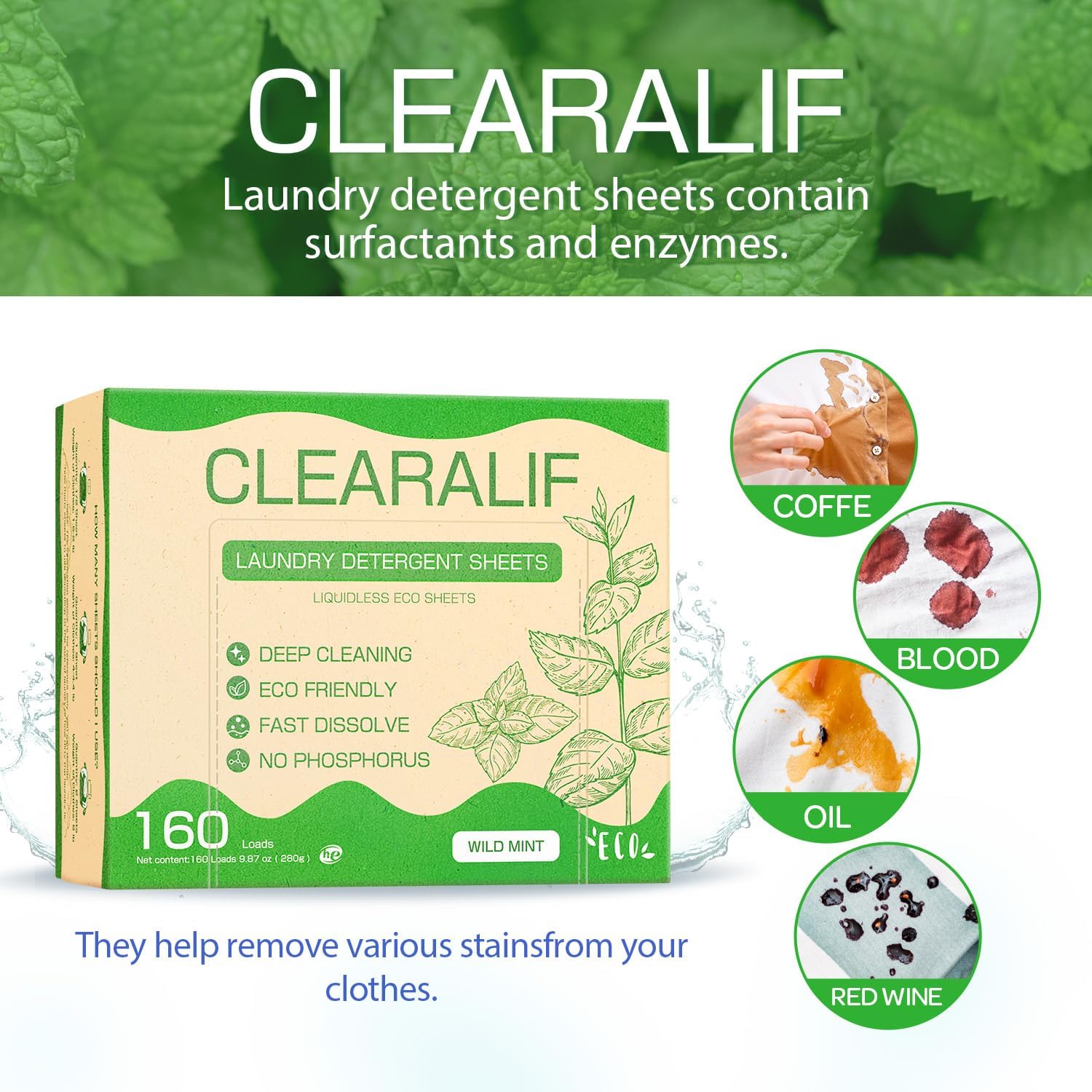 CLEARALIF Laundry Detergent Sheets Up to 160 Loads, Fresh Linen - Great For Travel,Apartments, Dorms,Laundry Detergent Strips Eco Friendly & Hypoallergenic