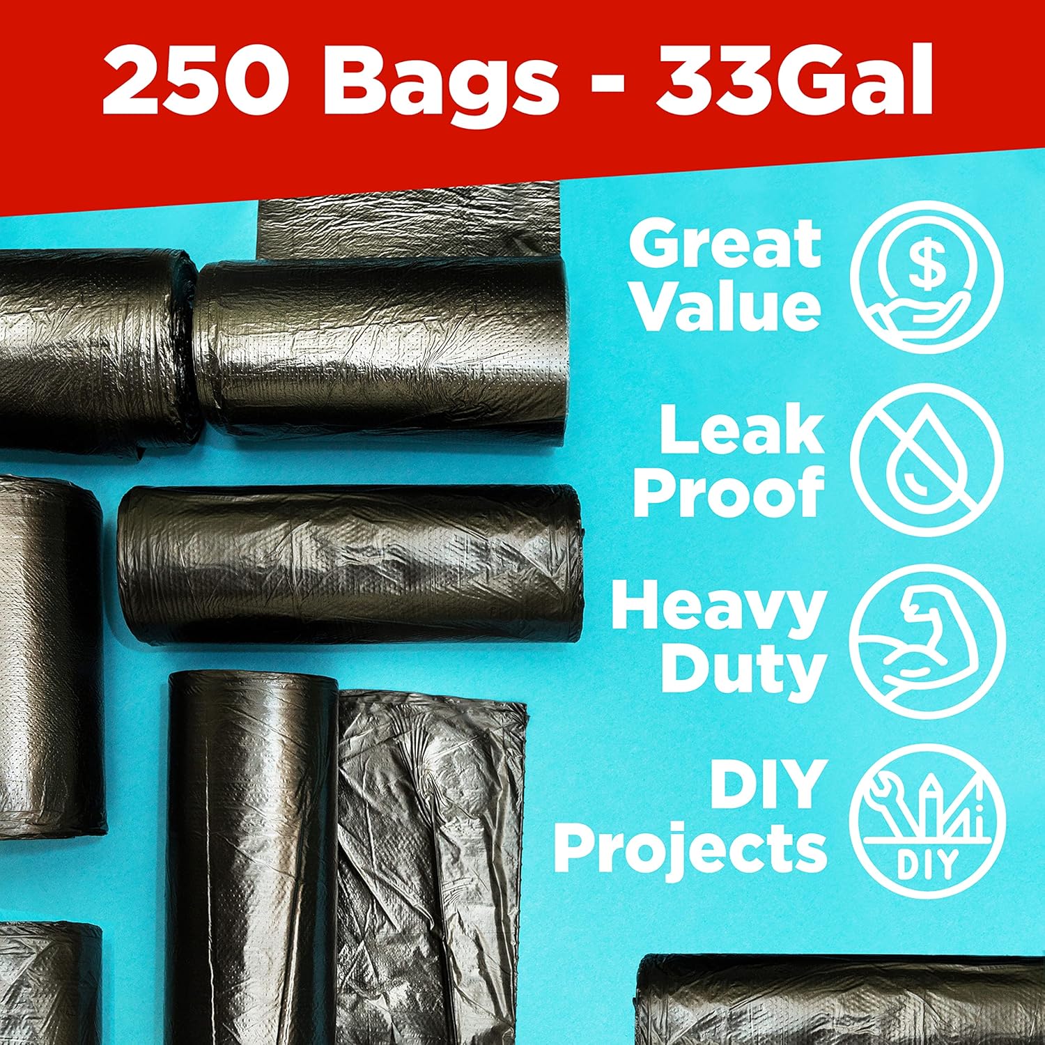 ToughBag 30-33 Gallon Trash Bags, 32 x 38