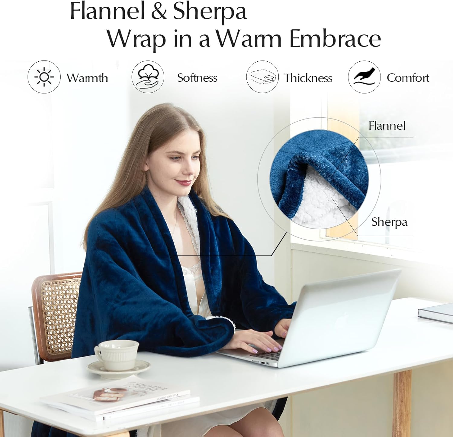 Heated Blanket Throw Size, Soft and Cozy Electric Heating Blanket for Bed, Automatic Safety System 6 Heating Levels & 4 Hours Auto-Off, 50