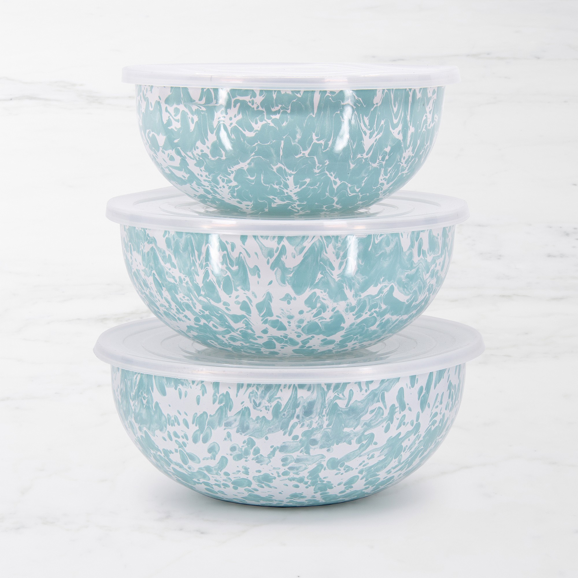 Golden Rabbit Enamel Mixing Bowls, Set of 3