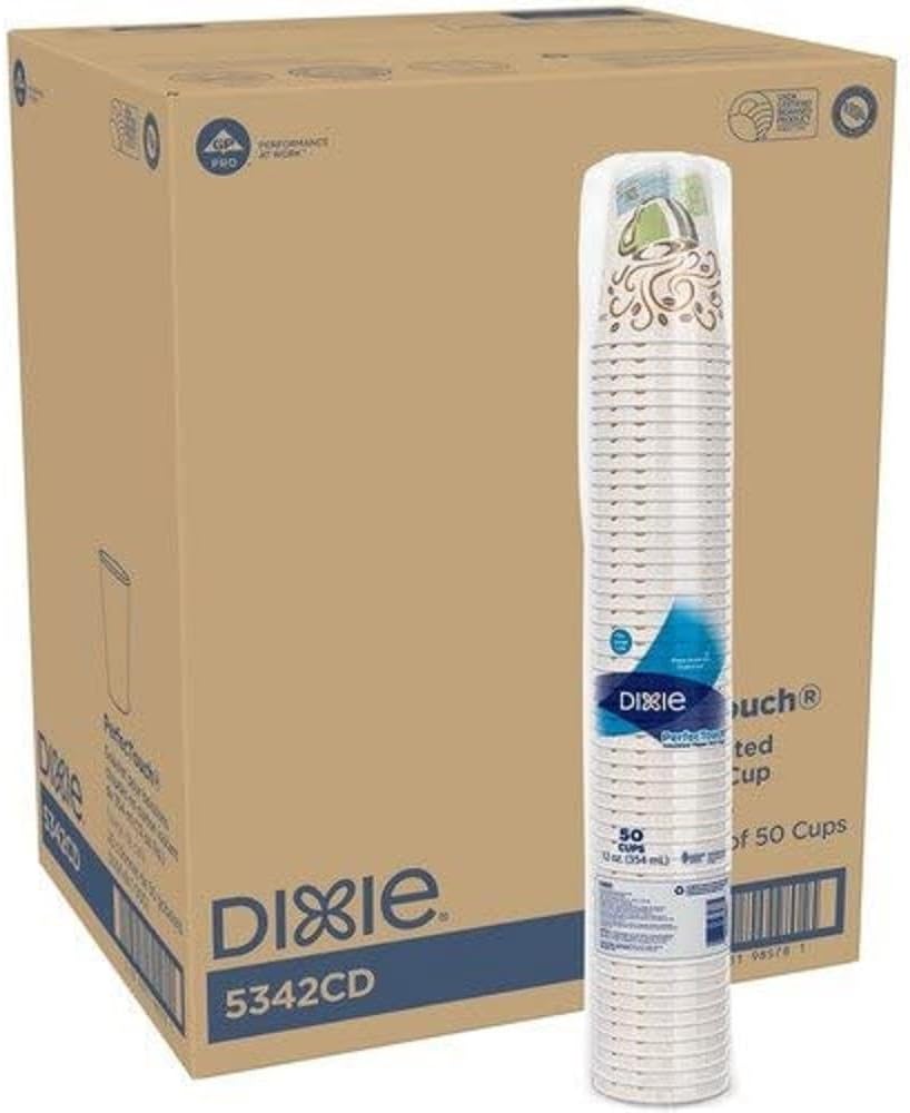 Dixie PerfecTouch 12 Oz Insulated Paper Hot Coffee Cup by GP PRO (Georgia-Pacific); Coffee Haze; 5342DX; 500 Count (25 Cups Per Sleeve; 20 Sleeves Per Case)