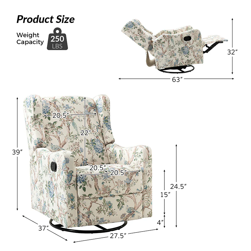 Damian Manual Swivel Glider Recliner