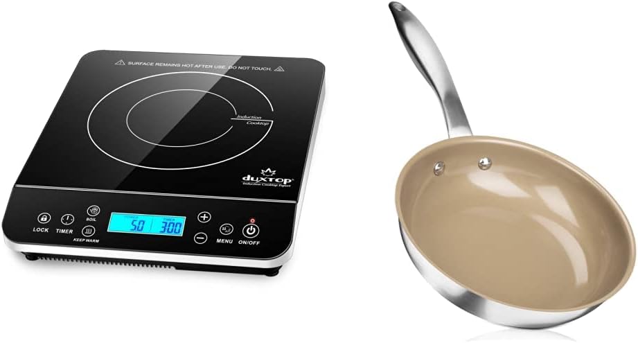 Duxtop Portable Induction Cooktop, Countertop Burner Induction Hot Plate with LCD Sensor Touch 1800 Watts, Silver 9600LS/BT-200DZ