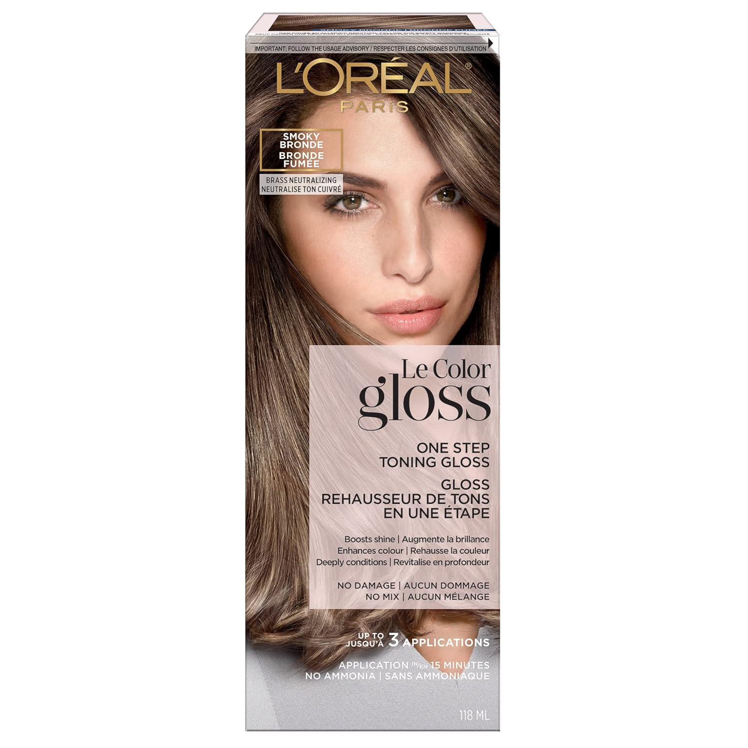 L'Oreal Paris Le Color Gloss One Step In-Shower Toning Hair Gloss, Neutralizes Brass, Conditions & Boosts Shine, Silver, 4 Ounce