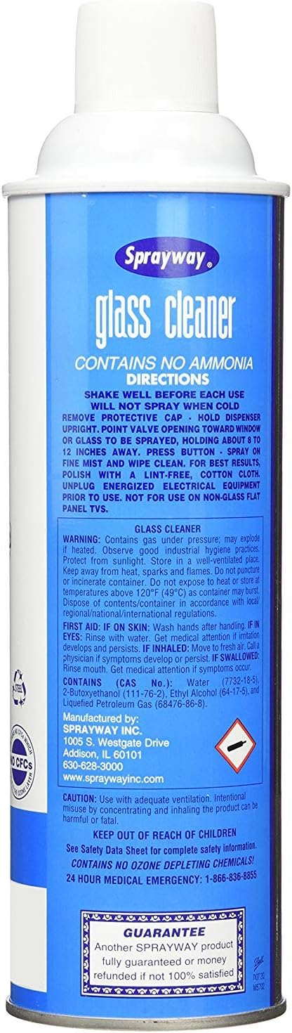 Sprayway Glass Cleaner with Foaming Spray for a Streak-Free Shine for Home and Automotive Use, 19 oz., Pack of 6