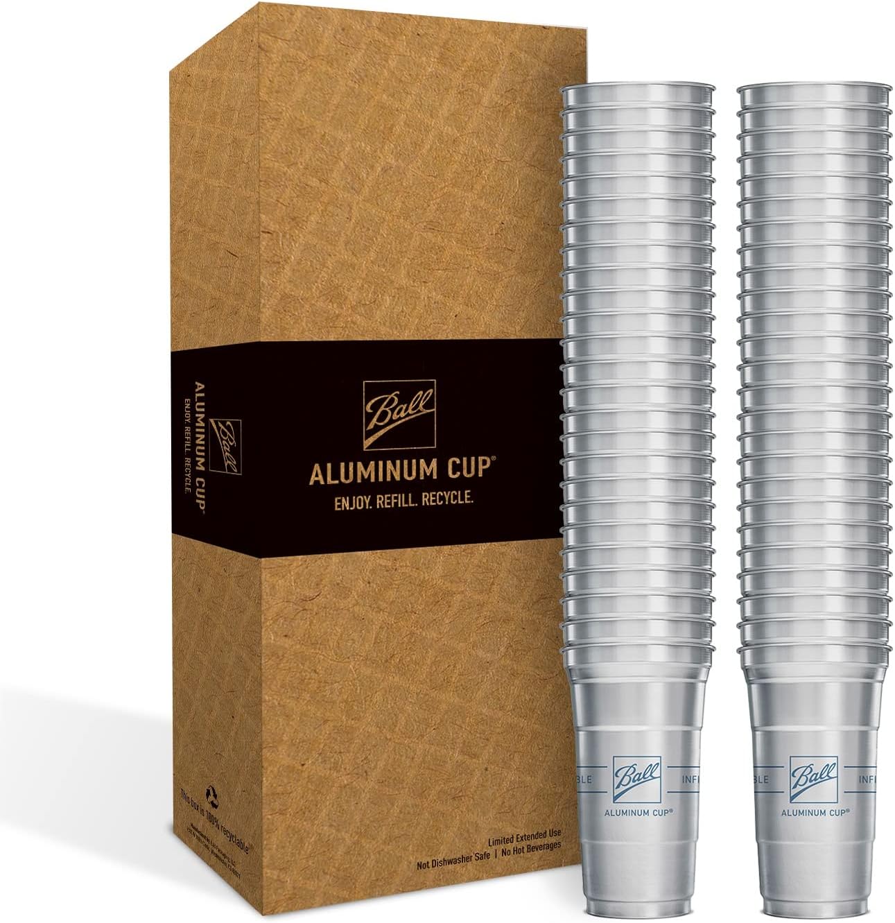 Ball Aluminum Cup Recyclable Party Cups, 20 oz. Cup, 30 Cups Per Pack