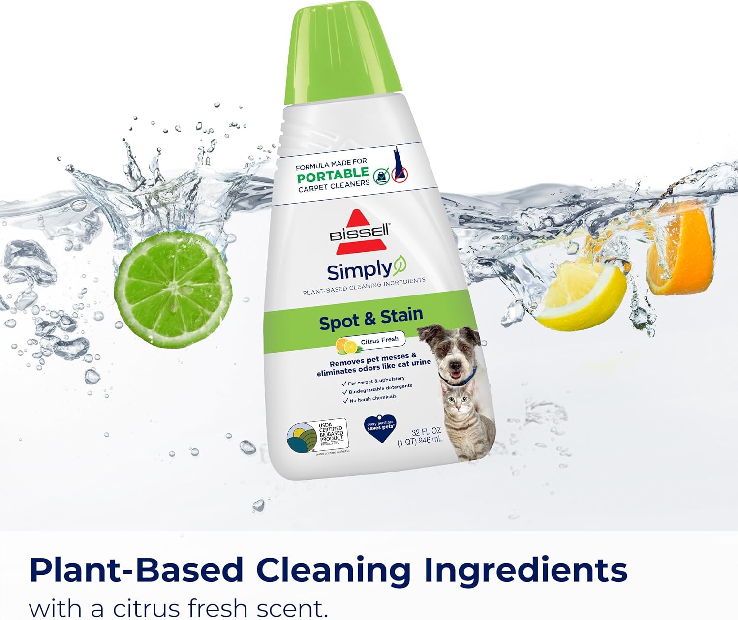 Bissell® PET PRO OXY Spot & Stain Formula for Portable Carpet Cleaners, 32 oz., 2034