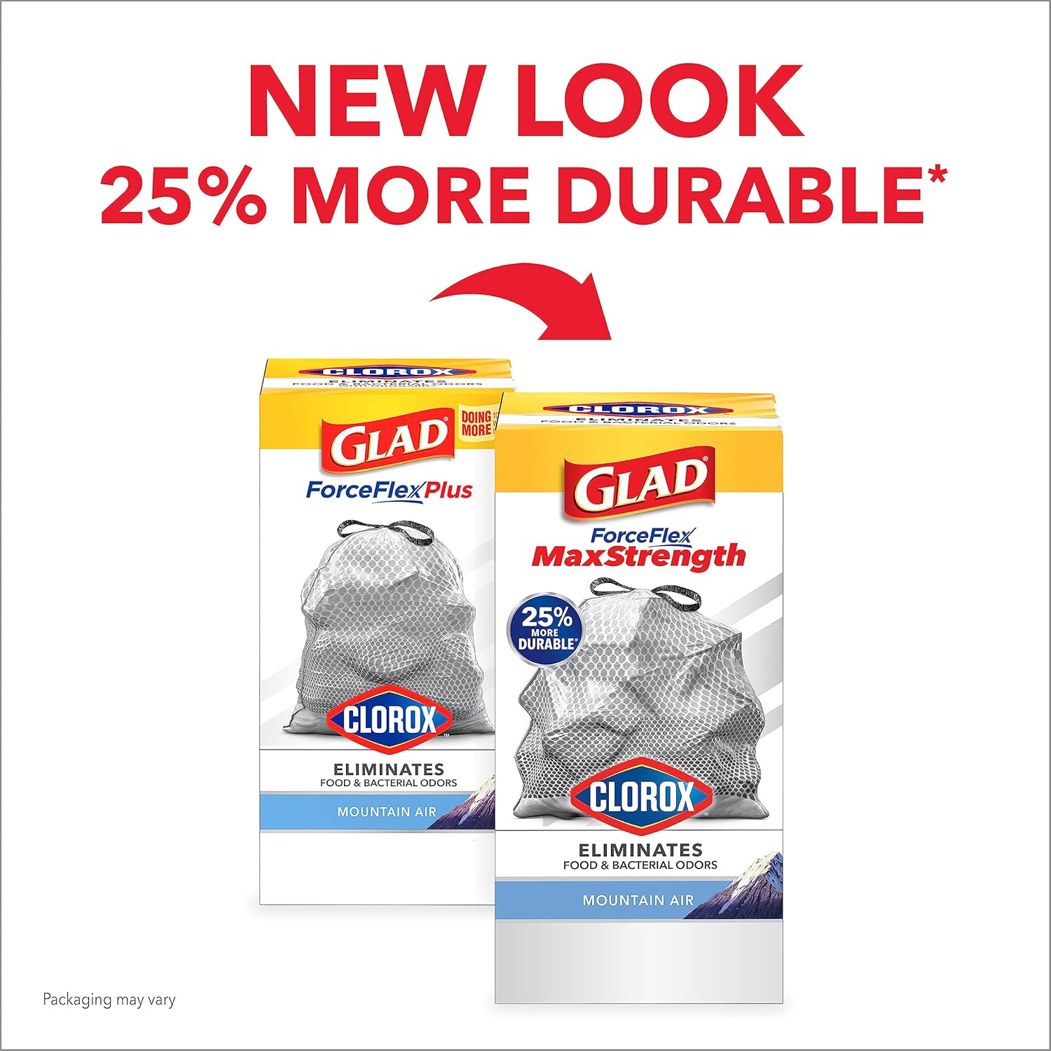 Glad ForceFlex MaxStrength with Clorox Trash Bags, 13 Gal, Lemon Fresh Bleach, 90 Ct, Pack May Vary