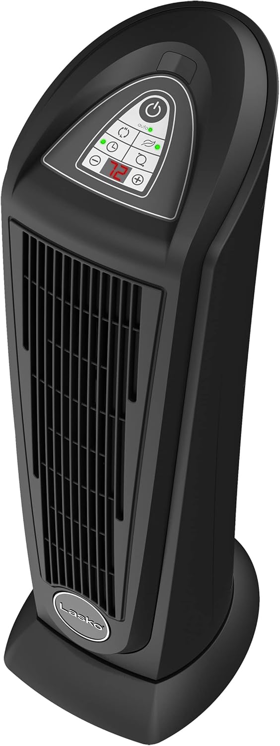 Lasko Oscillating Digital Ceramic Tower Heater for Home with Adjustable Thermostat, Timer and Remote Control, 23 Inches, 1500W, Silver, 755320, 8.5″L x 7.25″W x 23″H, Silver