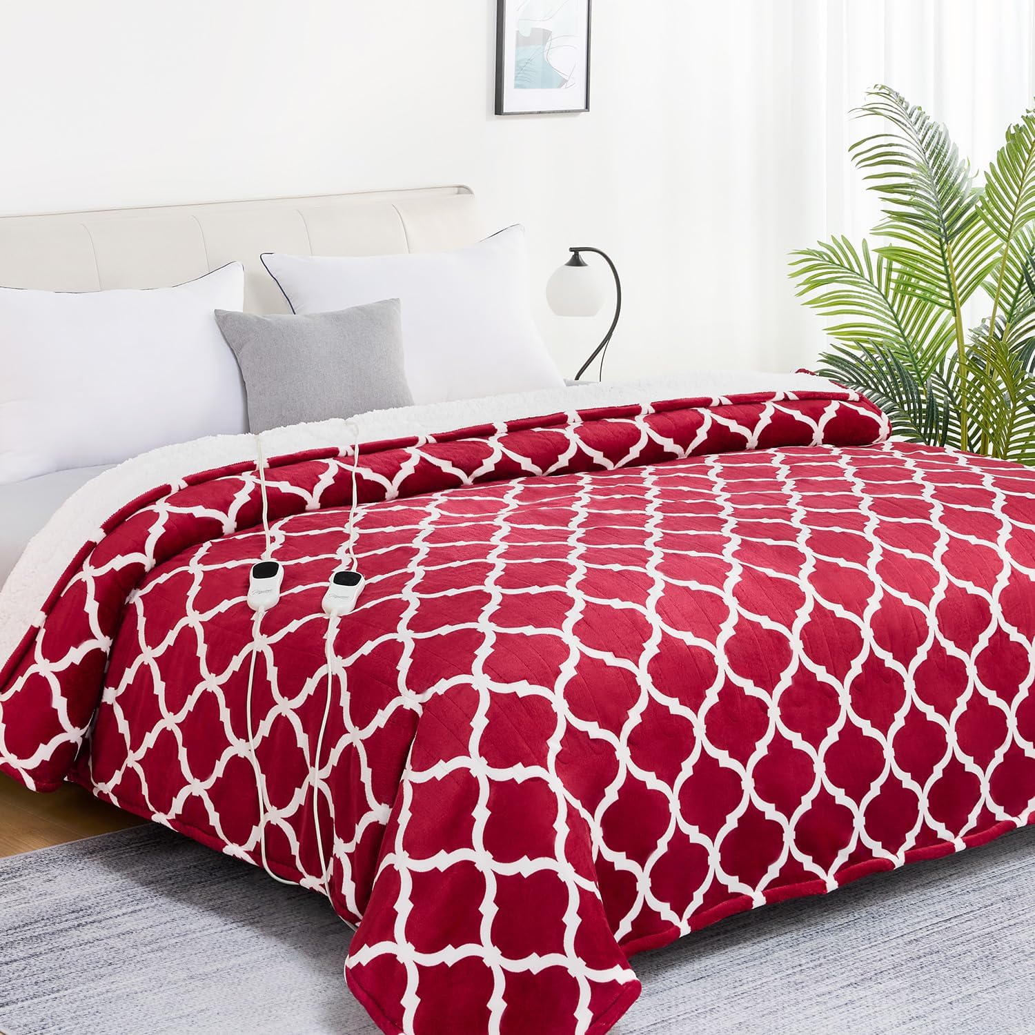 Homemate Heated Blanket Electric Throw - 50“x60“ Heating Blanket with 10 Fast Heat Levels 8 Hours Auto Off Soft Cozy Flannel Over-Heated Protection ETL Certification Keep Warming in Home