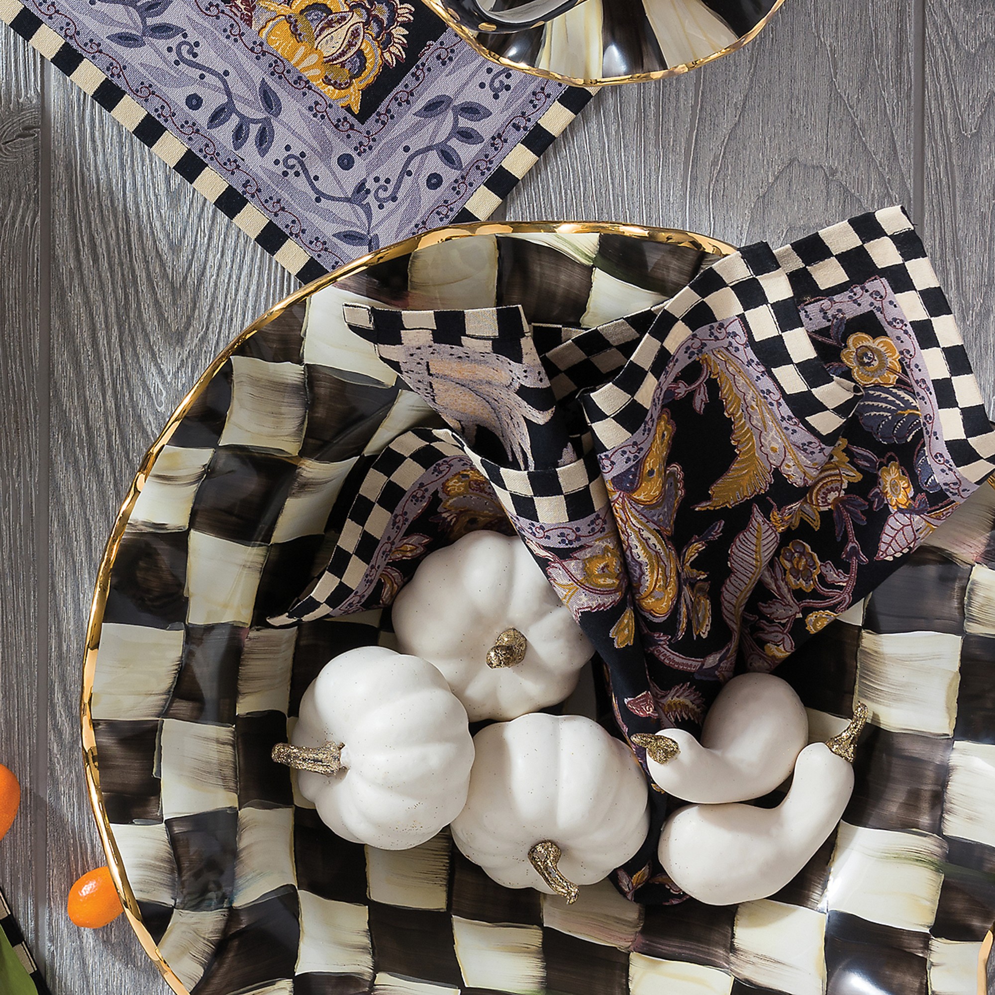 MacKenzie-Childs Courtly Check Ceramic Fluted Serving Bowl