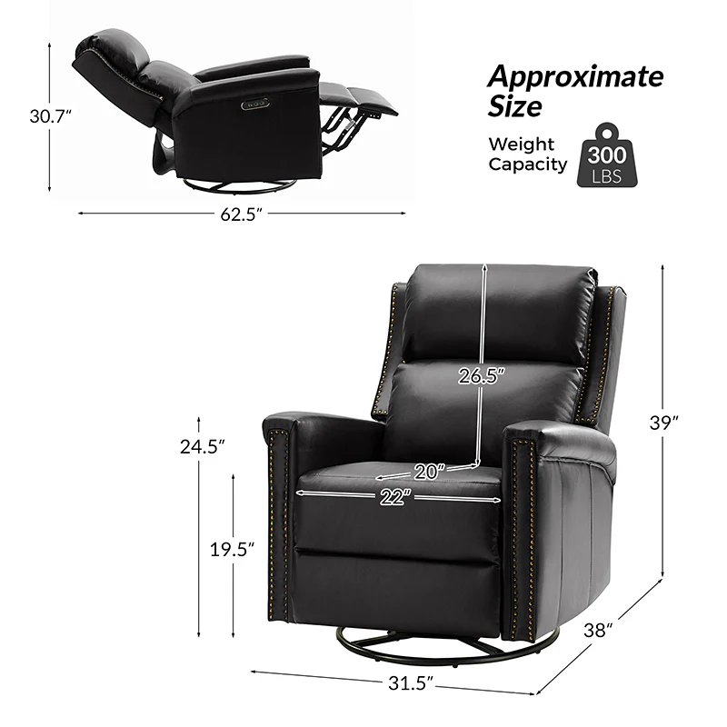 Anton Traditional Design Swivel and Rocker Power Recliner
