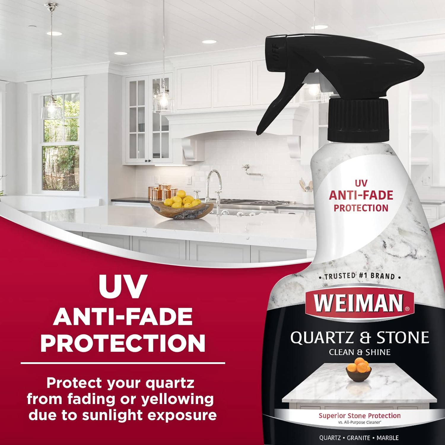 Weiman Quartz Countertop Cleaner and Polish (2 Pack w/Micro Towel) Clean and Shine Your Quartz Countertops Islands and Stone Surfaces with Ultra Violet Protection