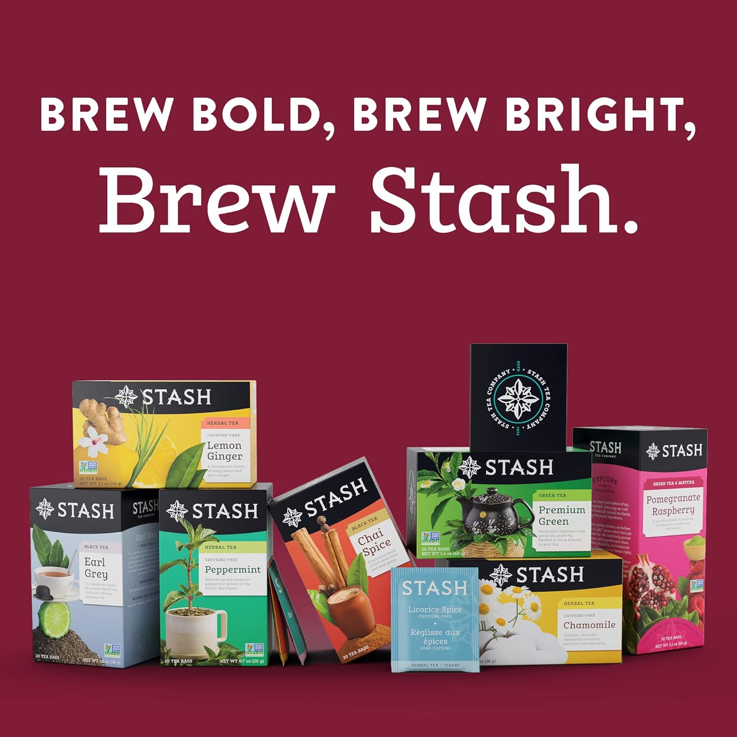 Stash Tea Double Bergamot Earl Grey Black Tea, Box of 100 Tea Bags