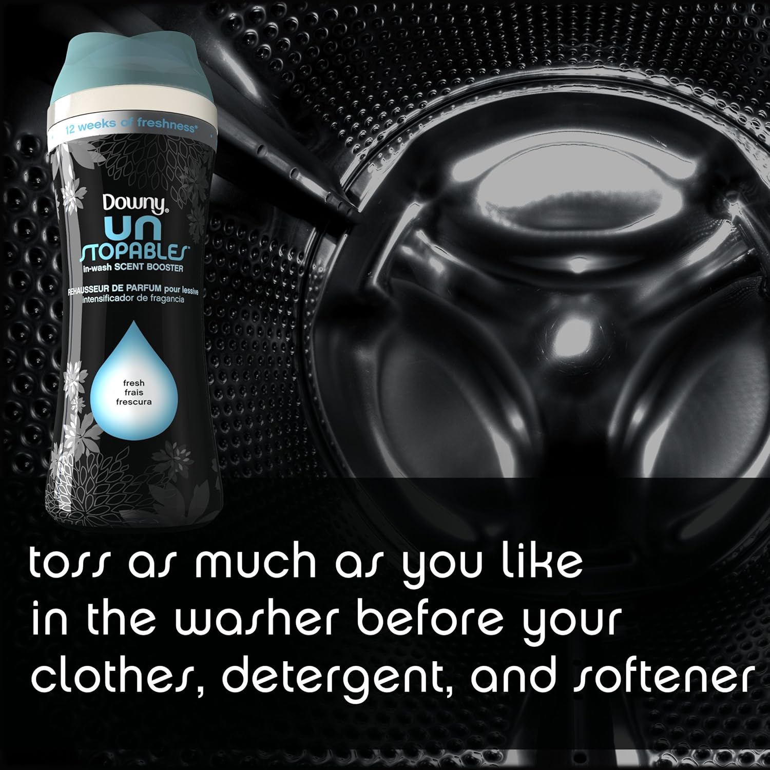 Downy Unstopables In Wash Scent Booster Beads, Fresh Scent, 24 oz, Downy Scent Booster Beads, Unstoppable Laundry Beads, Odor Protection