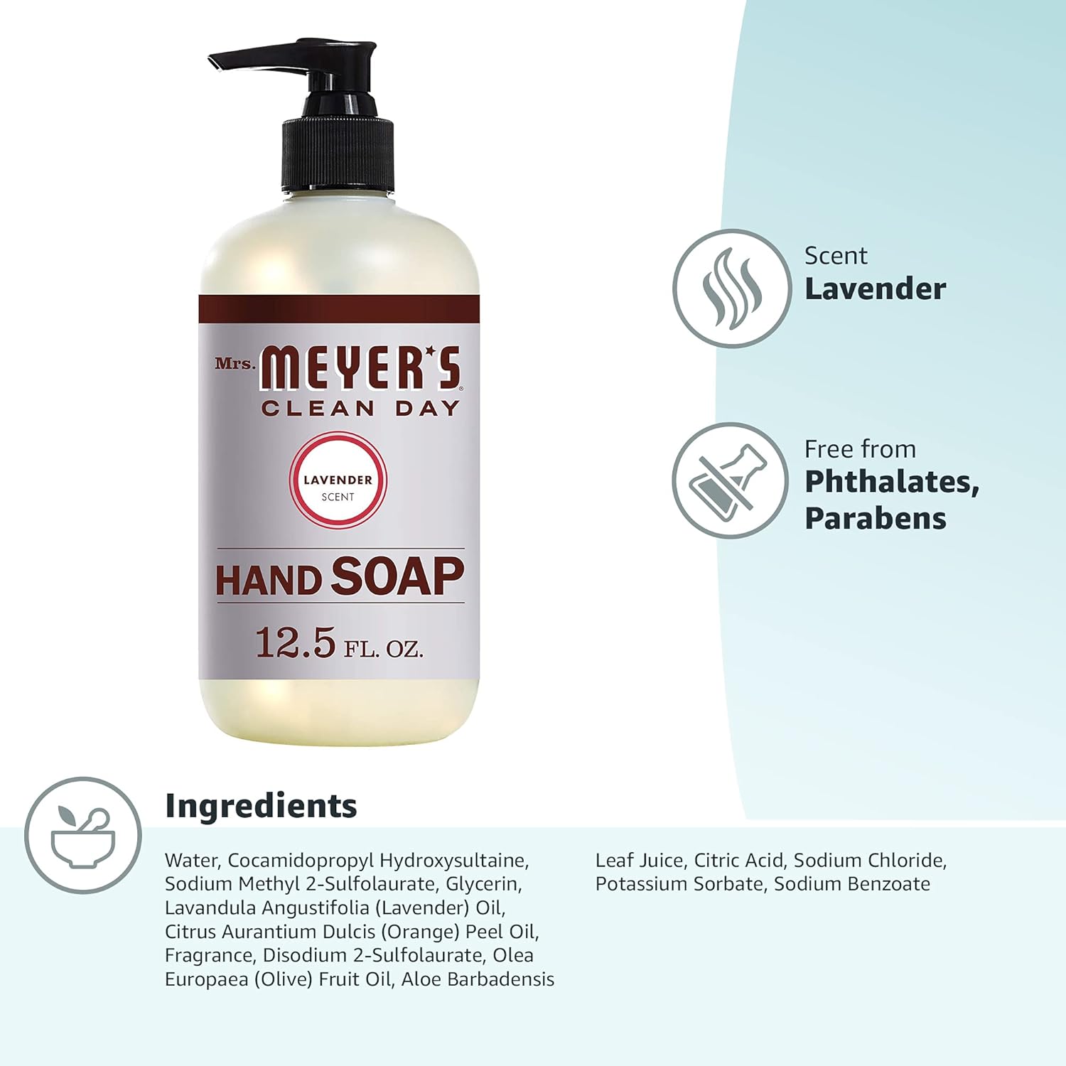 MRS. MEYER'S CLEAN DAY Hand Soap, Made with Essential Oils, Biodegradable Formula, Honeysuckle, 12.5 fl. oz - Pack of 3