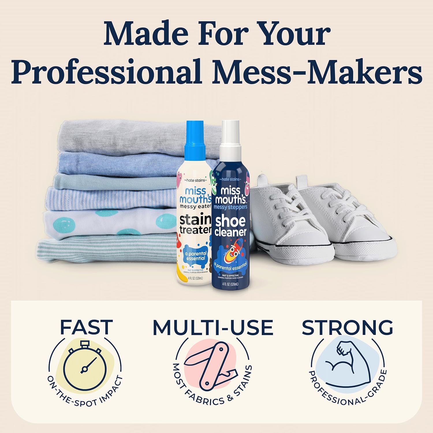 Miss Mouth's Messy Eater Stain Treater Spray - 4oz Stain Remover - Newborn & Baby Essentials - No Dry Cleaning Food, Grease, Coffee Off Laundry, Underwear, Fabric