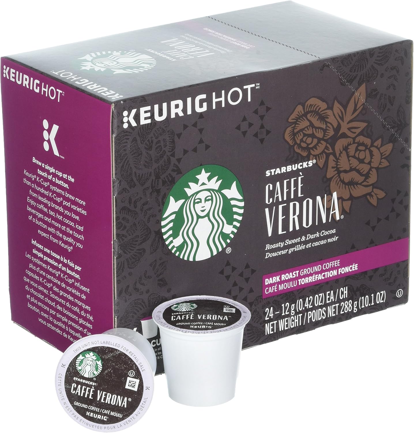 Starbucks K-Cup Coffee Pods, Dark Roast Coffee, French Roast for Keurig Brewers, 100% Arabica, 4 boxes (96 pods total)