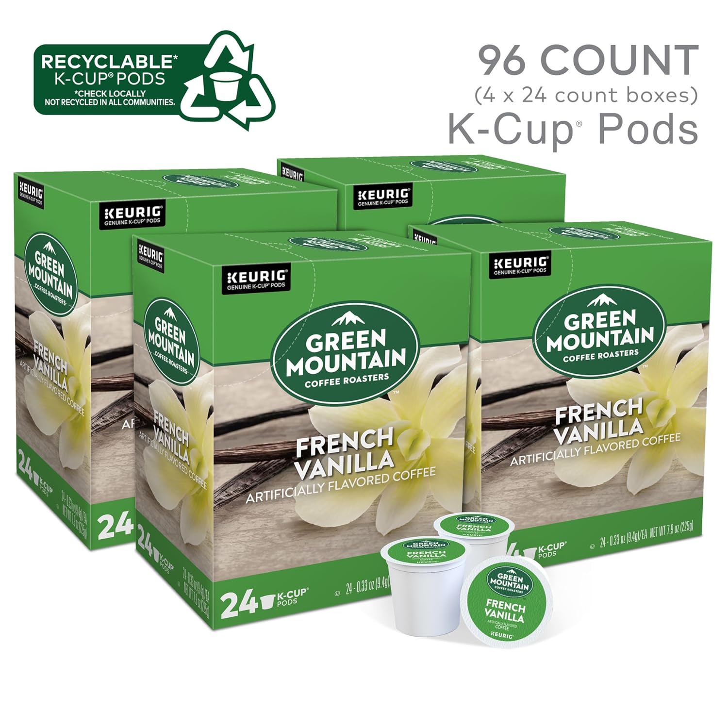 Green Mountain Coffee Roasters Caramel Vanilla Cream Keurig Single-Serve K-Cup pods, Light Roast Coffee, 72 Count (6 Packs of 12)