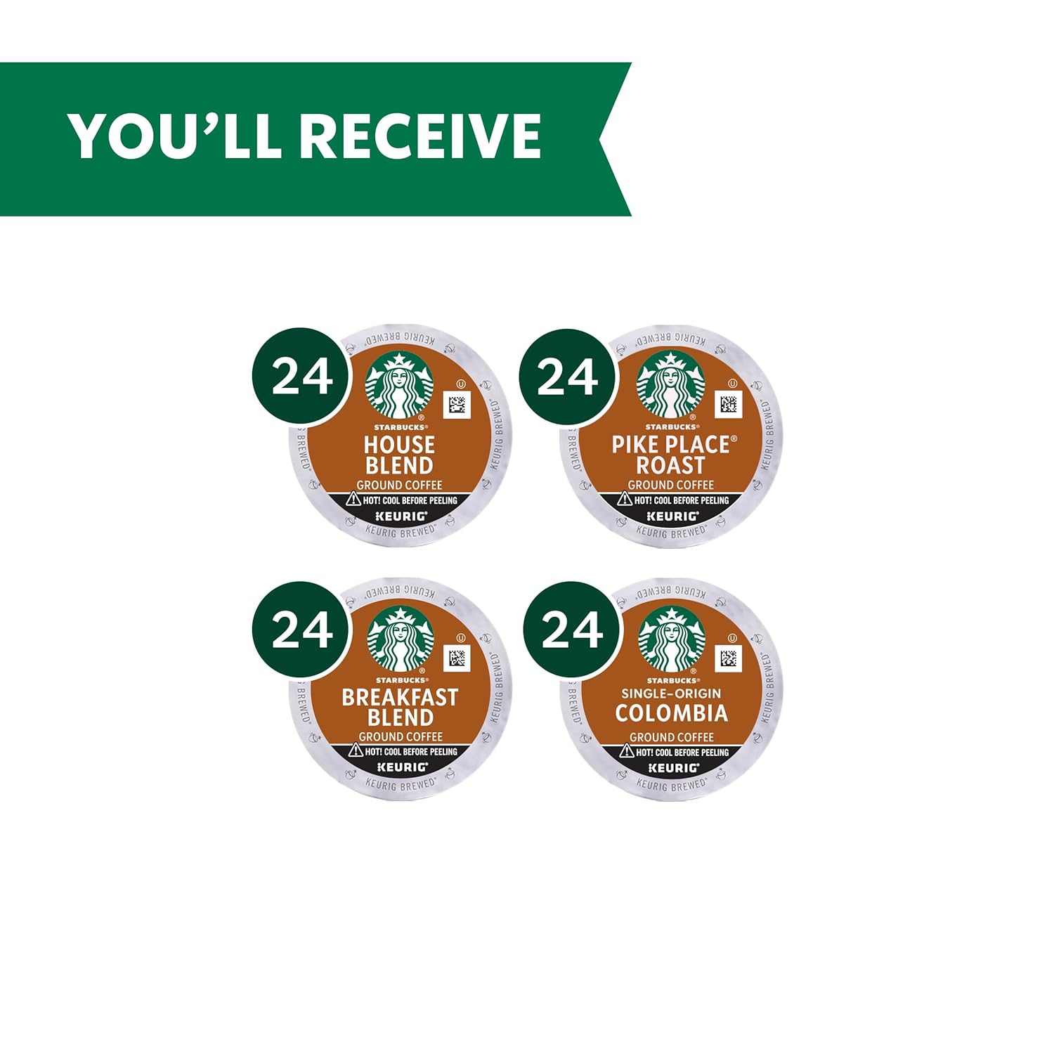 Starbucks K-Cup Coffee Pods, Medium Roast Coffee, Pike Place Roast for Keurig Brewers, 100% Arabica, 4 boxes (96 pods total)