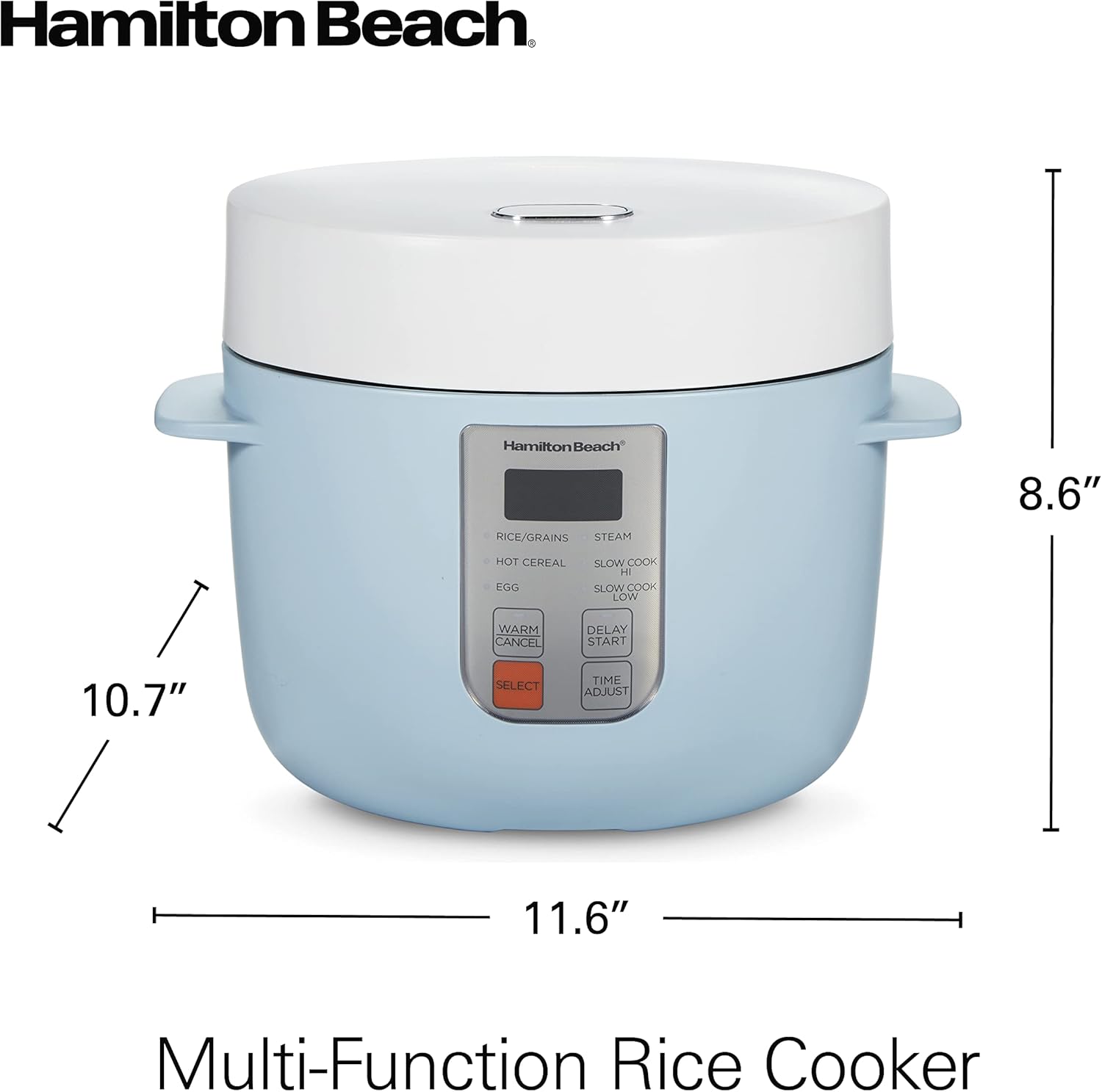 Hamilton Beach Digital Programmable Rice Cooker & Food Steamer, 8 Cups Cooked (4 Uncooked), With Steam & Rinse Basket, Stainless Steel (37518)