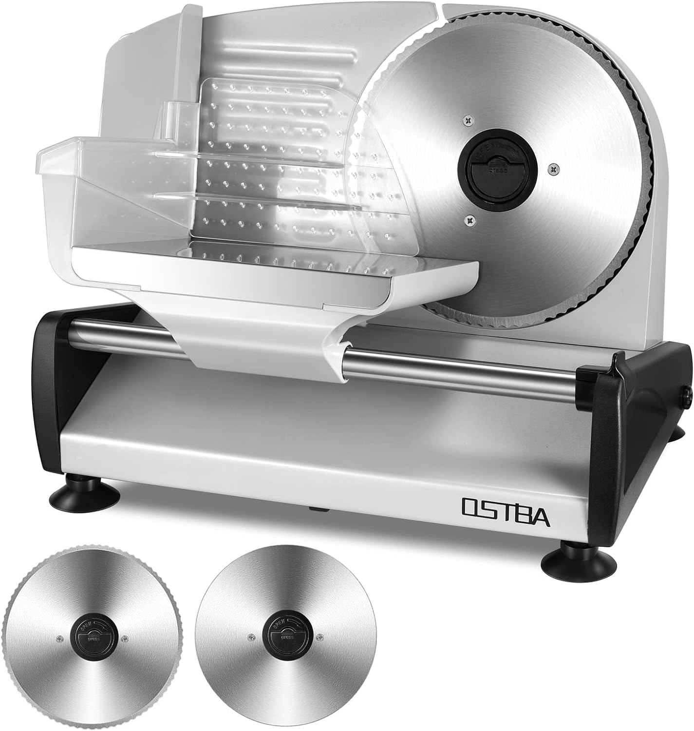 OSTBA Meat Slicer Electric Deli Food Slicer with Child Lock Protection, Removable 7.5’’ Stainless Steel Blade and Food Carriage, Adjustable Thickness Food Slicer Machine for Meat, Cheese, Bread(150W)