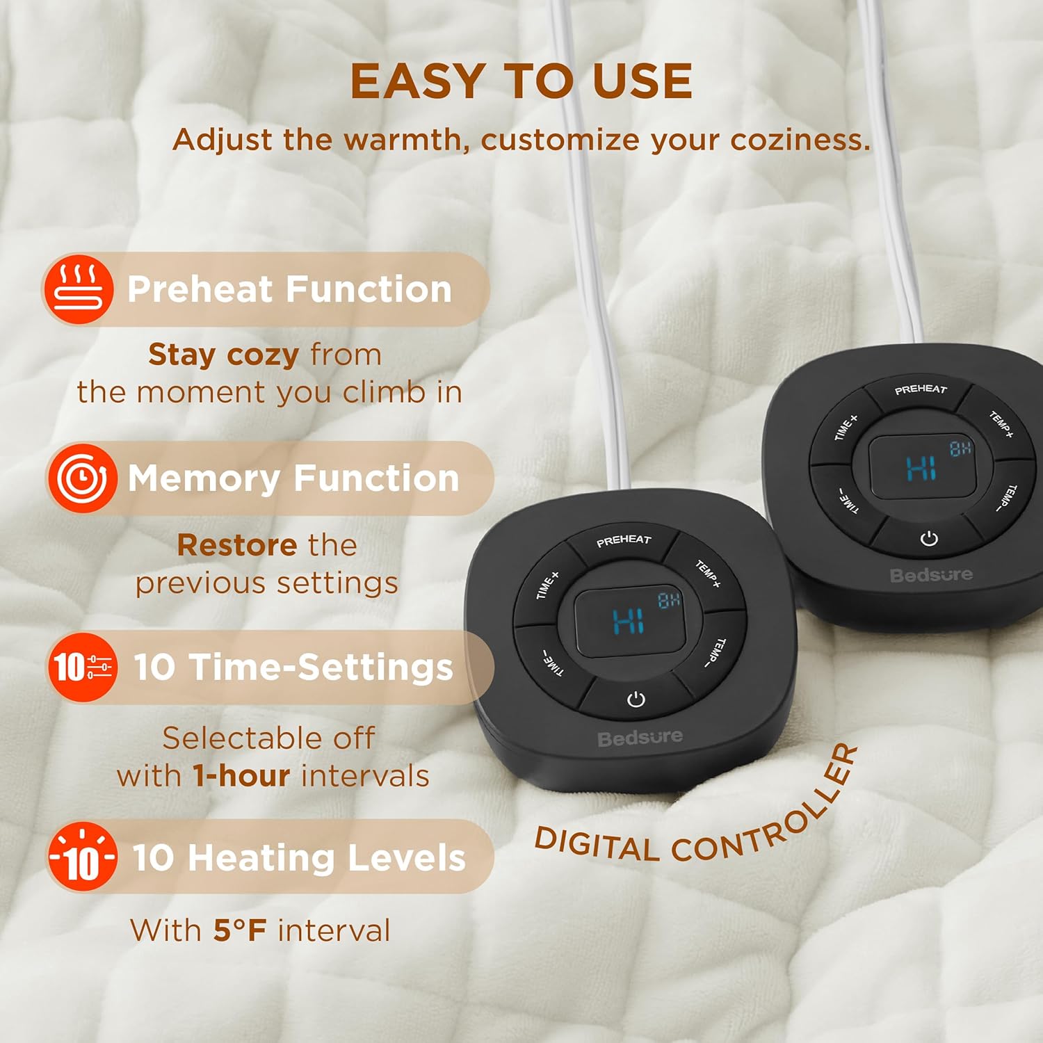 Bedsure Heated Blanket Electric Throw - Soft Flannel Electric Blanket, Heating Blanket with 4 Time Settings & 6 Heat Settings, Warm Blanket Gift for Grandma (50x60 inches, Grey)