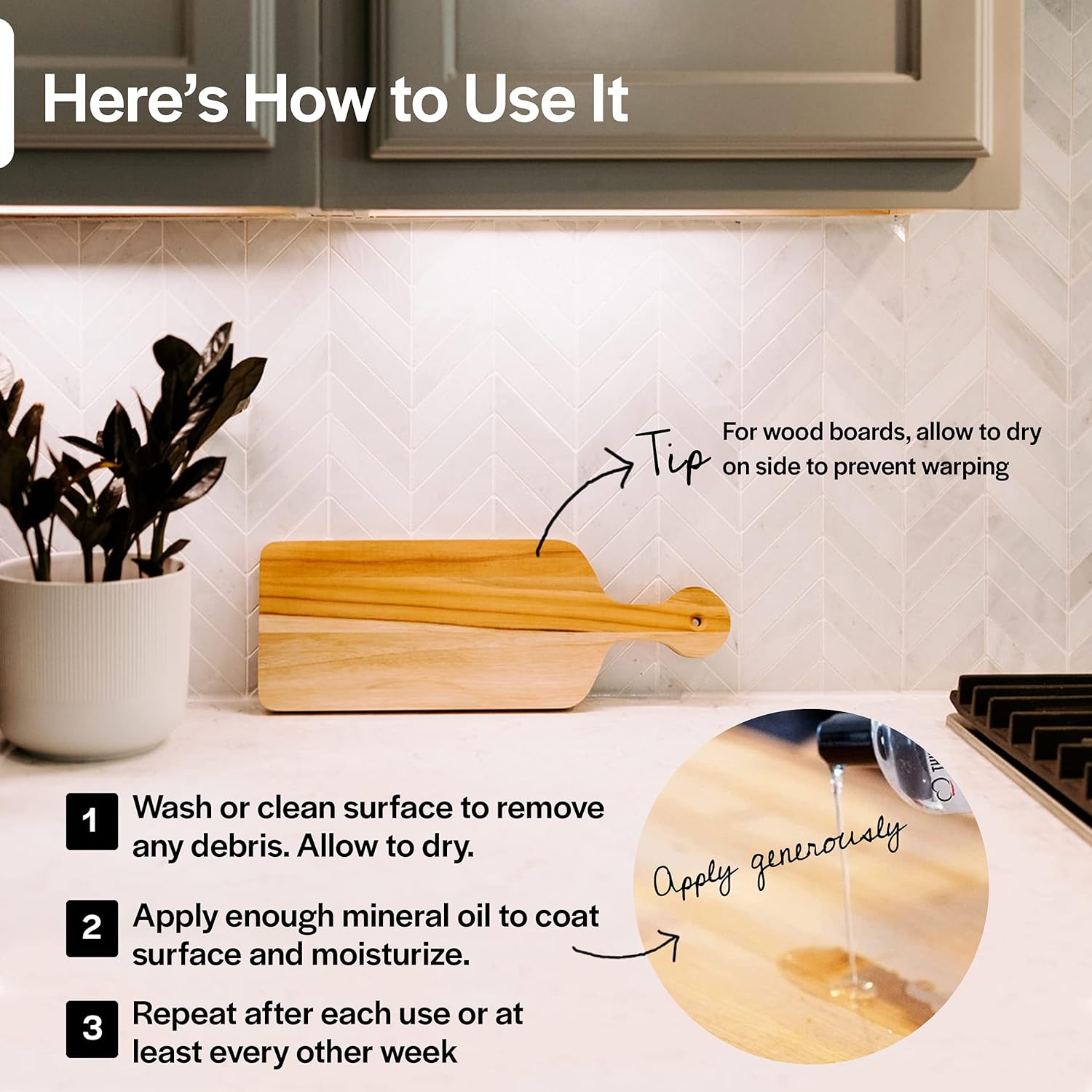 Thirteen Chefs Mineral Oil - 8 oz Food Grade Conditioner for Wood Cutting Board, Countertop & Butcher Block, Lubricant for Knife or Meat Grinder - Safe USP Finish on Marble, Soapstone