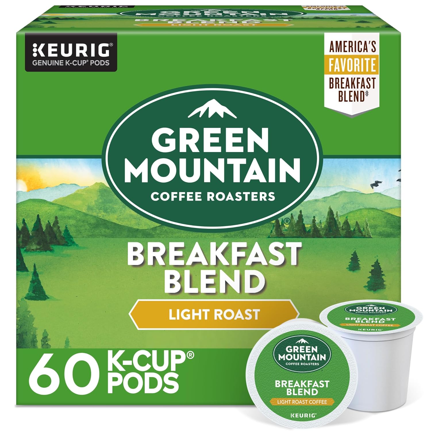 Green Mountain Coffee Roasters Breakfast Blend Single-Serve Keurig K-Cup Pods, Light Roast Coffee, 96 Count
