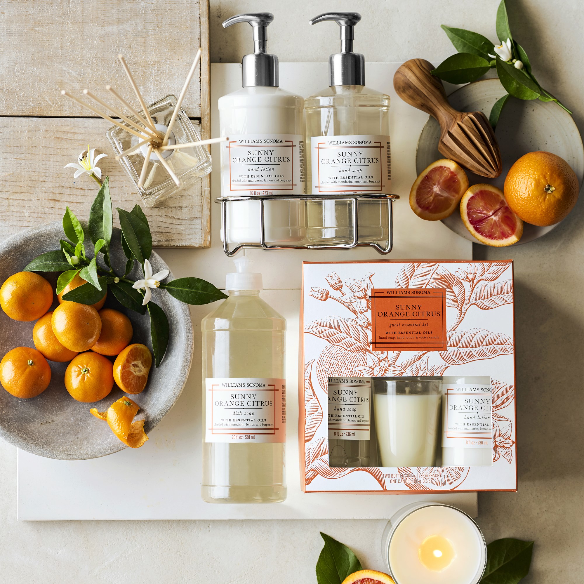 Williams Sonoma Sunny Orange Citrus Hand Soap & Lotion 3-Piece Set