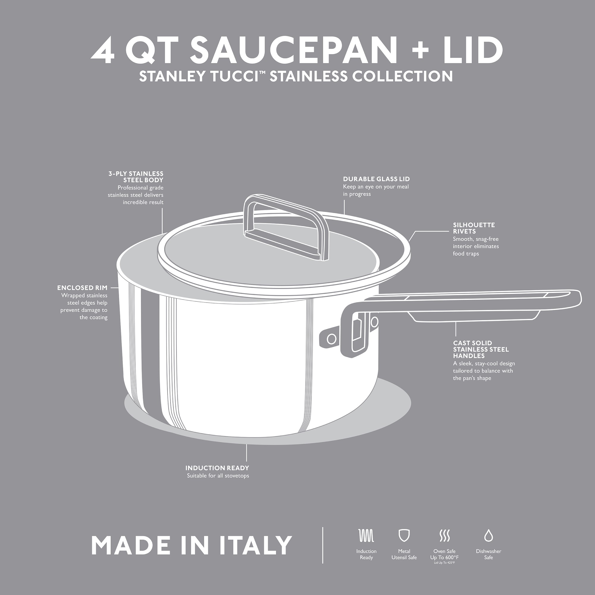 GreenPan™ Stanley Tucci™ Stainless-Steel Saucepan
