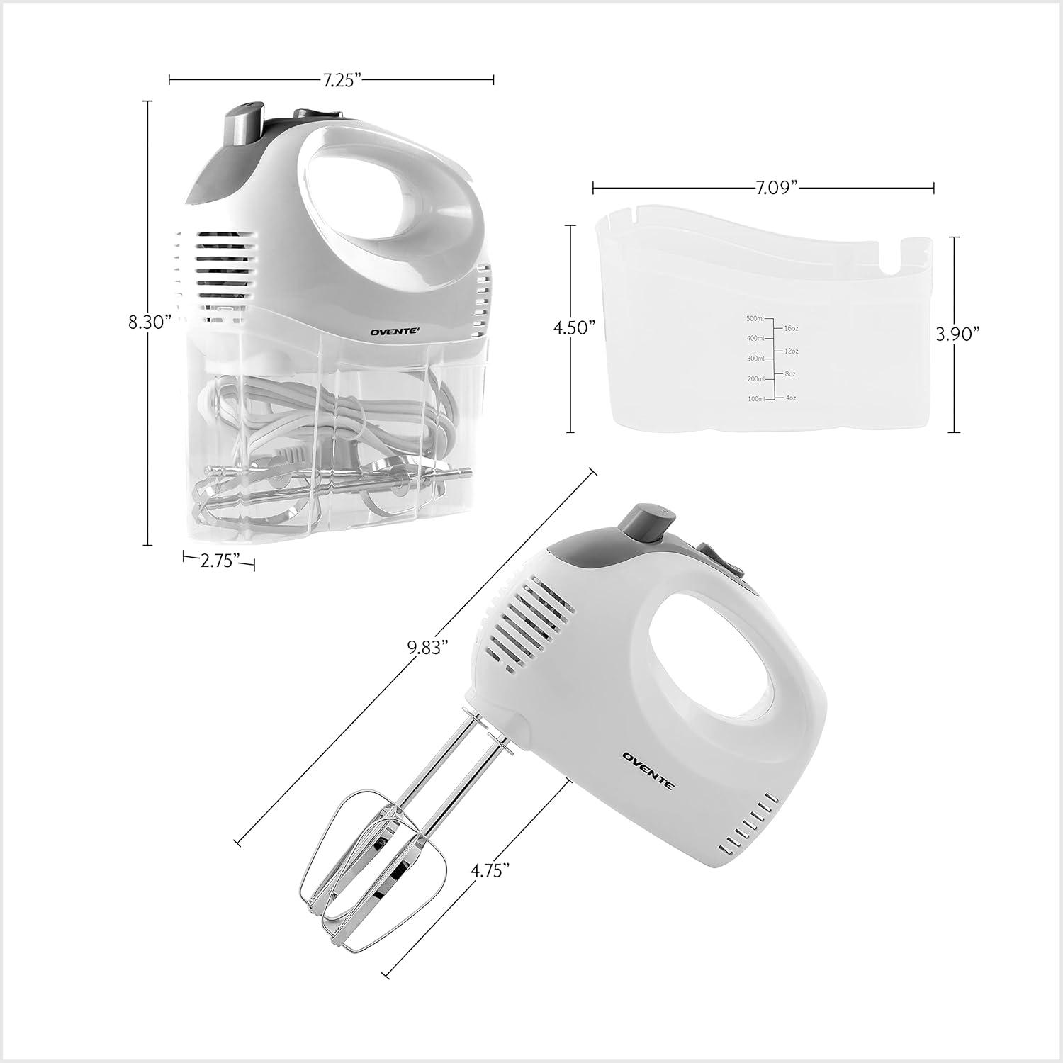 OVENTE Portable 5 Speed Mixing Electric Hand Mixer with Stainless Steel Whisk Beater Attachments & Snap Storage Case, Compact Lightweight 150 Watt Powerful Blender for Baking & Cooking, Black HM151B