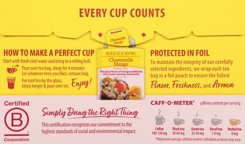 Bigelow Tea Lemon Ginger plus Probiotics Herbal Tea, Caffeine Free Tea with Lemon and Ginger, 18 Count Box (Pack of 6), 108 Total Tea Bags