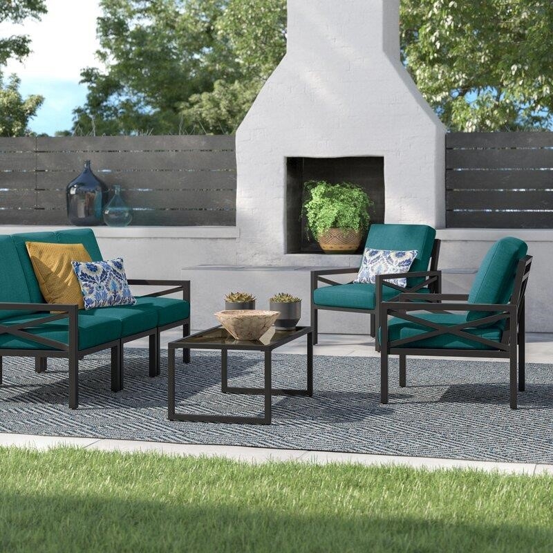 Cormac Metal 5 - Person Seating Group with Cushions