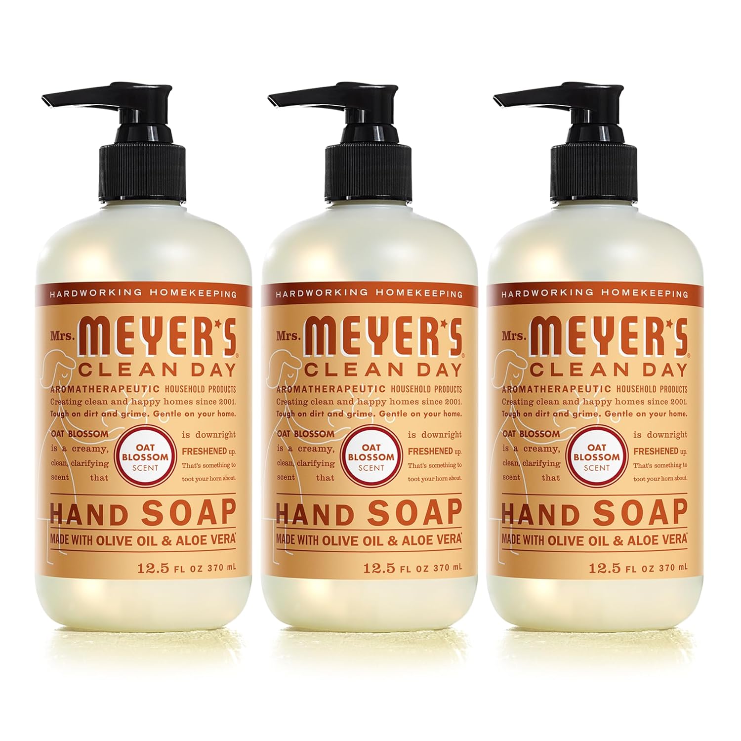 MRS. MEYER'S CLEAN DAY Hand Soap, Made with Essential Oils, Biodegradable Formula, Honeysuckle, 12.5 fl. oz - Pack of 3