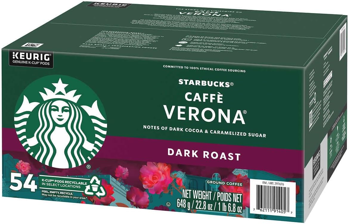 Starbucks K-Cup Coffee Pods, Dark Roast Coffee, French Roast for Keurig Brewers, 100% Arabica, 4 boxes (96 pods total)