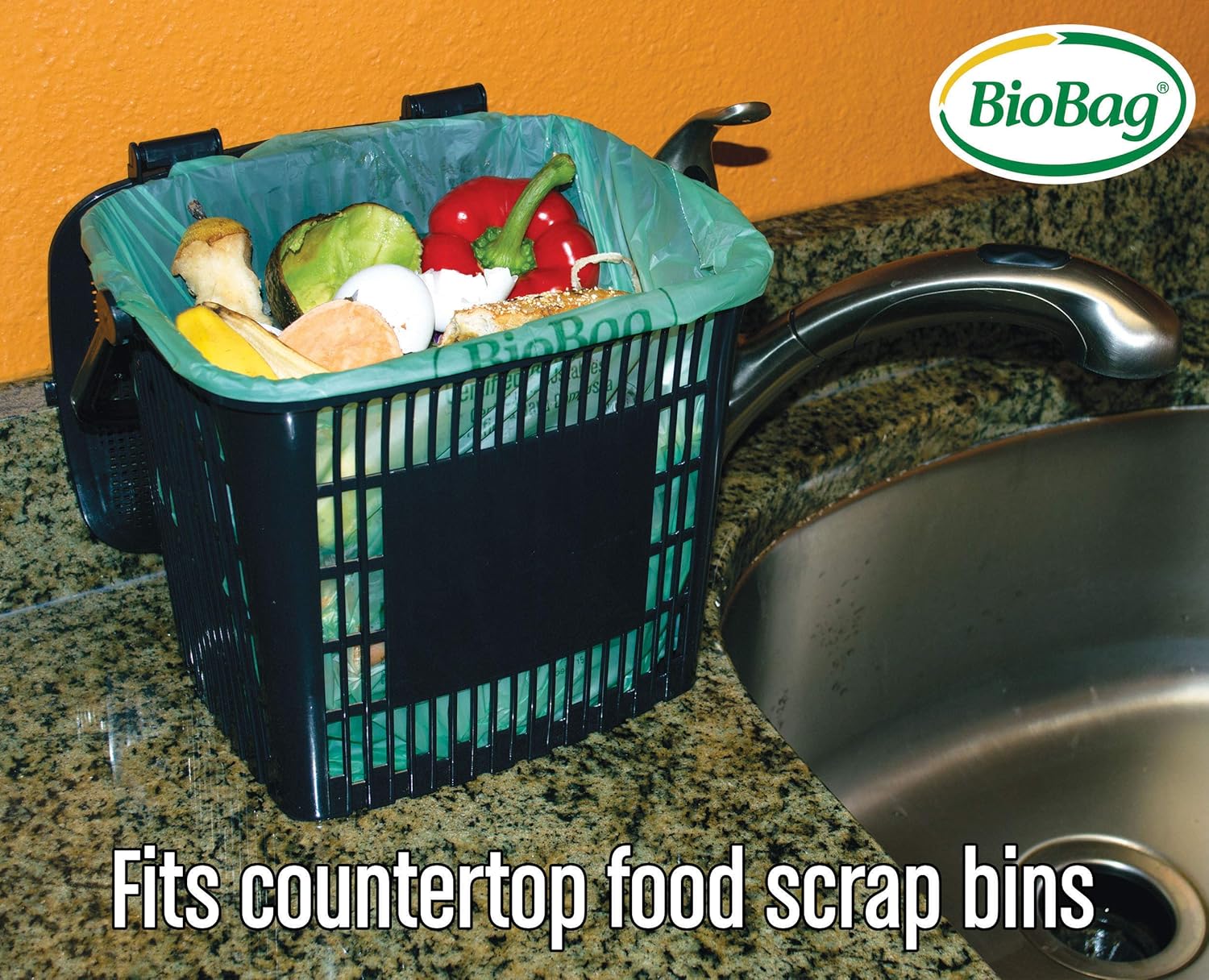 BioBag (USA), The Original Compostable Bag, 2.6 Gallon, 100 Total Count, 100% Certified Compostable Kitchen Food Scrap Bags, Kitchen Compost Bin Compatible