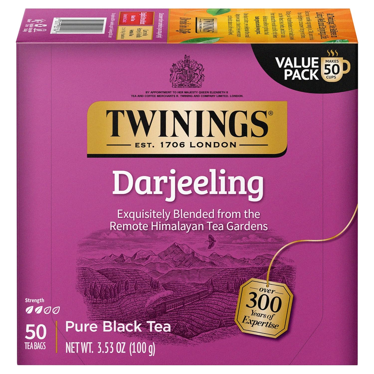 Twinings English Breakfast Black Tea Individually Wrapped Bags, 100 Count (Pack of 1), Smooth, Flavourful, and Robust, Caffeinated, Enjoy Hot or Iced | Packaging May Vary