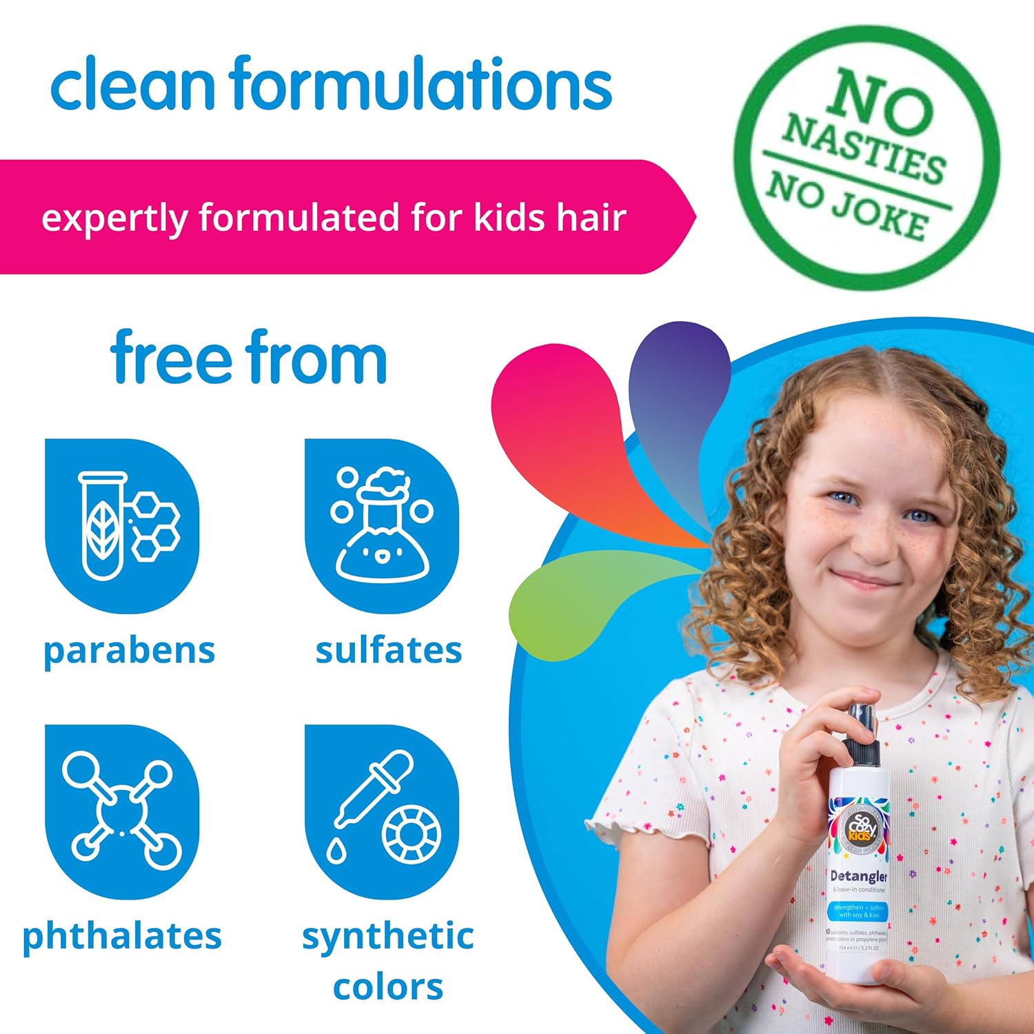 So Cozy Detangler & Leave In Conditioner Spray (8 Fl Oz) Hair Detangler Spray for Kids, Paraben-Free Leave In Hair Conditioner & Detangling Spray for Frizzy Hair, Keratin, Soy Protein & Kiwi Extract